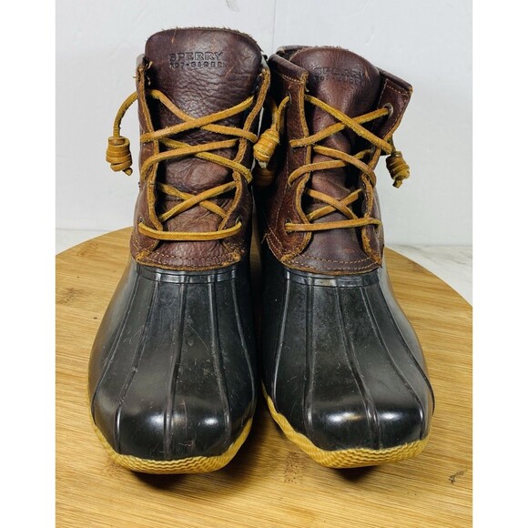 Sperry Top Sider Saltwater Youth Sz 7 Brown Leather Waterproof Duck Boots - Picture 3 of 7